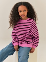 Pink Stripe Oversized Cosy Rib Sweatshirt (3-16yrs) - Image 1 of 8
