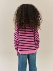 Pink Stripe Oversized Cosy Rib Sweatshirt (3-16yrs) - Image 3 of 8