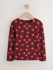 Chocolate Brown Spot Long Sleeve Ribbed Top (3-16yrs) - Image 4 of 7