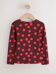 Chocolate Brown Spot Long Sleeve Ribbed Top (3-16yrs) - Image 5 of 7