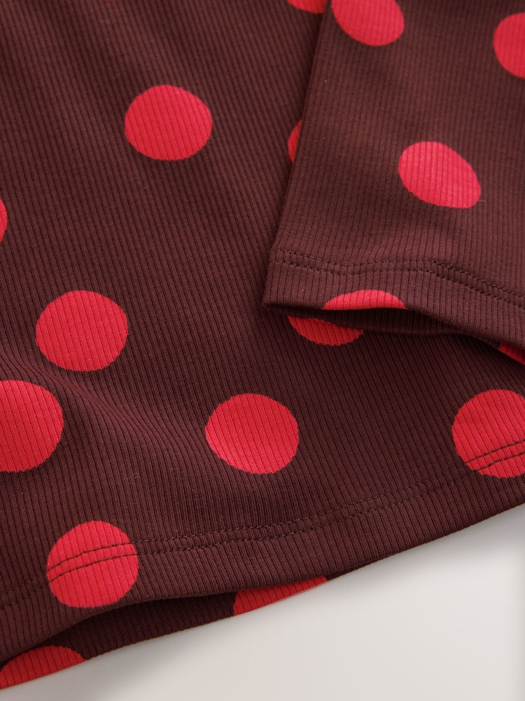 Chocolate Brown Spot Long Sleeve Ribbed Top (3-16yrs) - Image 7 of 7 Chocolate Brown Spot Long Sleeve Ribbed Top (3-16yrs) - Image 7 of 7