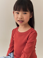 Rust Brown Long Sleeve Ribbed Top (3-16yrs) - Image 4 of 4
