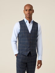 Skopes Blue Meredith Suit Waistcoat Windowpane Check - Image 2 of 5