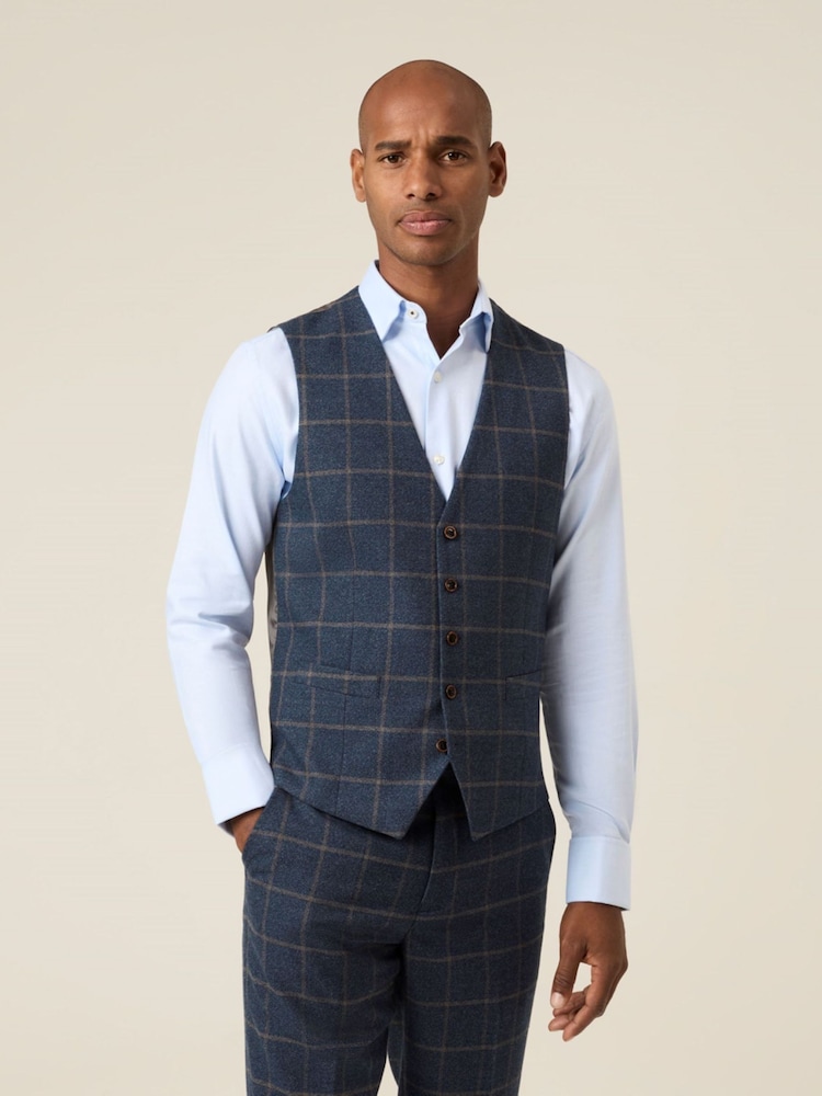 Skopes Blue Meredith Suit Waistcoat Windowpane Check - Image 2 of 5 Skopes Blue Meredith Suit Waistcoat Windowpane Check - Image 2 of 5
