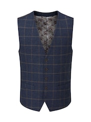 Skopes Blue Meredith Suit Waistcoat Windowpane Check - Image 4 of 5