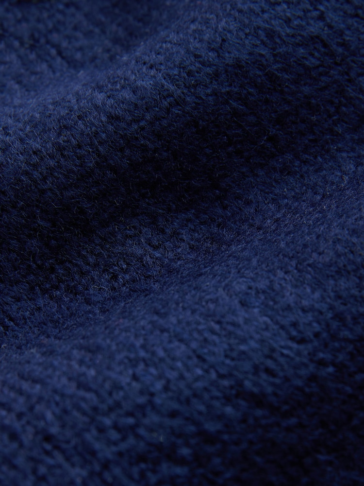 Navy Blue Relaxed Fit Collegiate Badge Detail Cardigan - Image 4 of 4