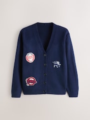 أزرق داكن أزرق - Relaxed Fit Collegiate Badge Detail Cardigan - صورة 5 من 8