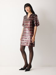 Jigsaw Pink Stripe Sequin Mini Dress - Image 3 of 5