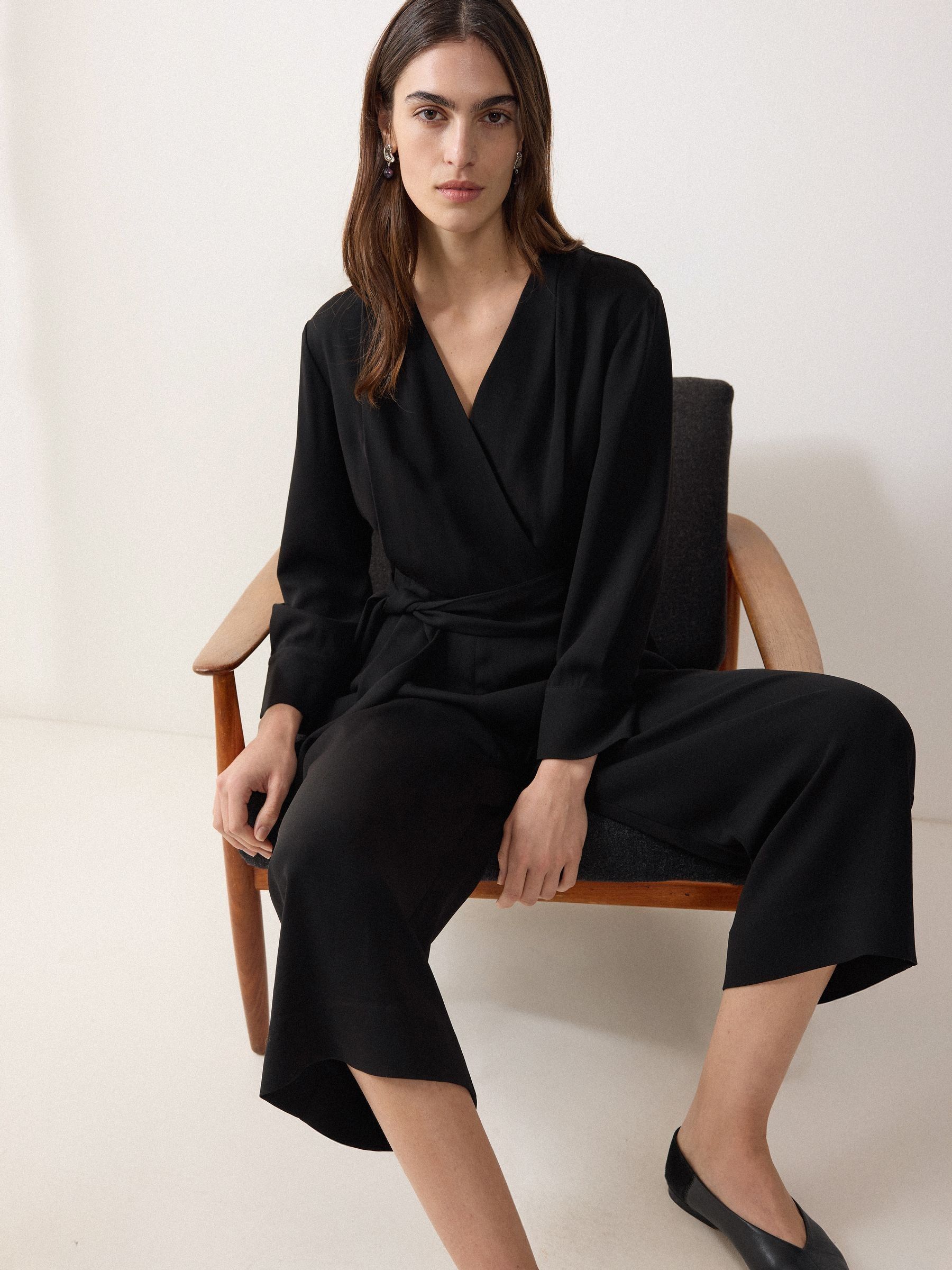 Buy Jigsaw Black Crepe Wrap Front Jumpsuit from Next USA