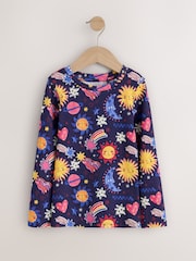 Navy/Pink Long Sleeve Ribbed T-Shirts 4 Pack (3-16yrs) - Image 2 of 8