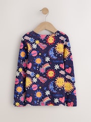 Navy/Pink Long Sleeve Ribbed T-Shirts 4 Pack (3-16yrs) - Image 3 of 8