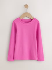 Navy/Pink Long Sleeve Ribbed T-Shirts 4 Pack (3-16yrs) - Image 4 of 8
