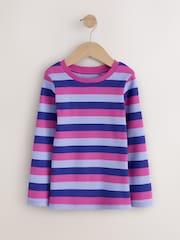Navy/Pink Long Sleeve Ribbed T-Shirts 4 Pack (3-16yrs) - Image 5 of 8