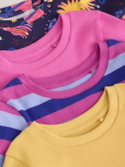 Navy/Pink Long Sleeve Ribbed T-Shirts 4 Pack (3-16yrs) - Image 7 of 8