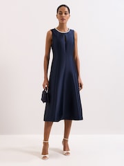 Phase Eight Blue Judy Satin Dress - Image 1 of 7