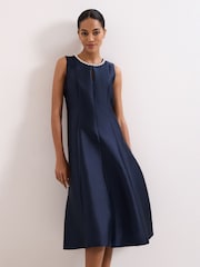 Phase Eight Blue Judy Satin Dress - Image 3 of 7