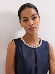 Phase Eight Blue Judy Satin Dress - Image 4 of 7