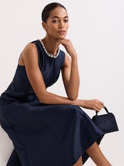 Phase Eight Blue Judy Satin Dress - Image 5 of 7