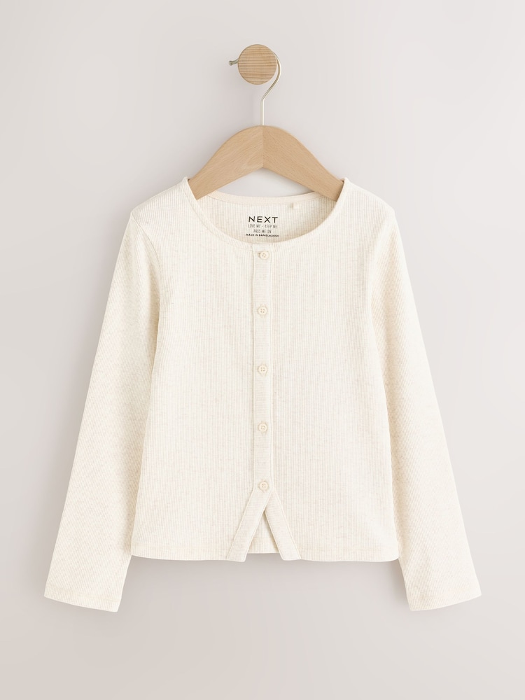 クリーム/ブラウン - Long Sleeve Ribbed Cardigan 2 Pack (3-16yrs) - 画像 2 / 8