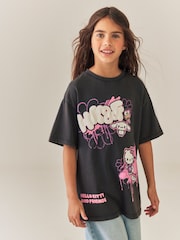 Charcoal Grey Hello Kitty Oversized Graphic T-Shirt (3-16yrs) - Image 1 of 4