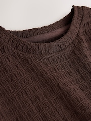 Chocolate Brown Textured Asymmetric T-Shirt and Wide Leg Set (3-16yrs) - Image 7 of 8