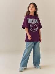 Beere - Nirvana Stud Oversized Graphic T-Shirt (3-16yrs) - Bild 2 von 8