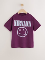 Beere - Nirvana Stud Oversized Graphic T-Shirt (3-16yrs) - Bild 5 von 8