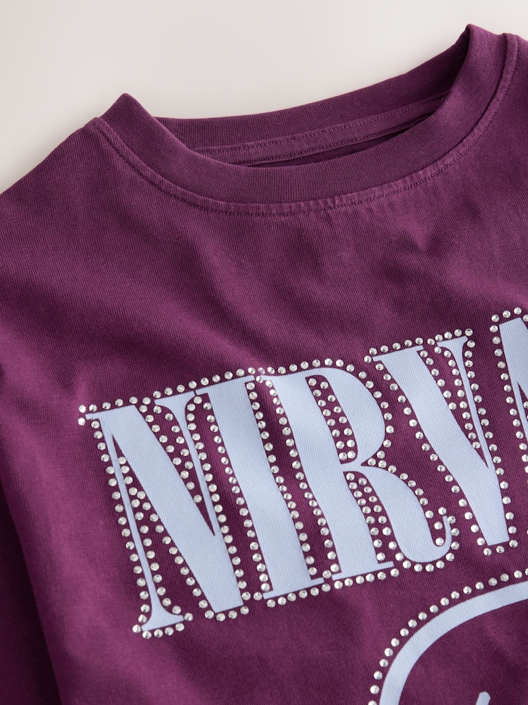 Beere - Nirvana Stud Oversized Graphic T-Shirt (3-16yrs) - Bild 8 von 8