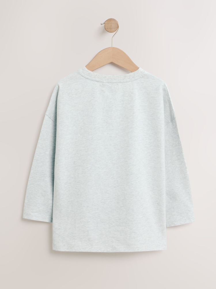 ნაცრისფერი - Long Sleeve Oversized Graphic T-Shirt (3-16yrs) - სურათი 2 4-დან