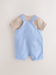 Baker by Ted Baker Blue/Stone Chambray Dungarees And T-Shirt Set - Image 2 of 9