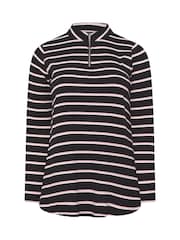 Yours Curve Black Ribbed 1/4 Zip Neck T-Shirt - Image 5 of 5