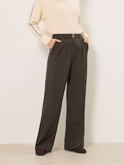 Long Tall Sally Brown Buckle Wide Leg Trousers - Image 1 of 5