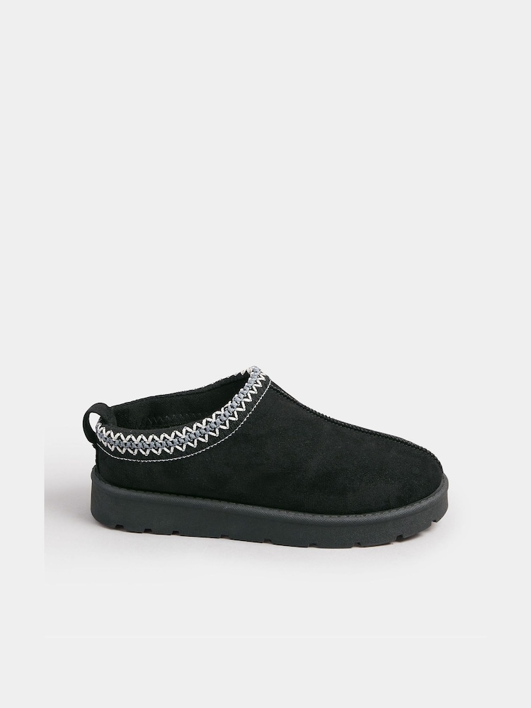 Yours Curve Black Faux Suede Embroidered Mules - Image 2 of 4 Yours Curve Black Faux Suede Embroidered Mules - Image 2 of 4