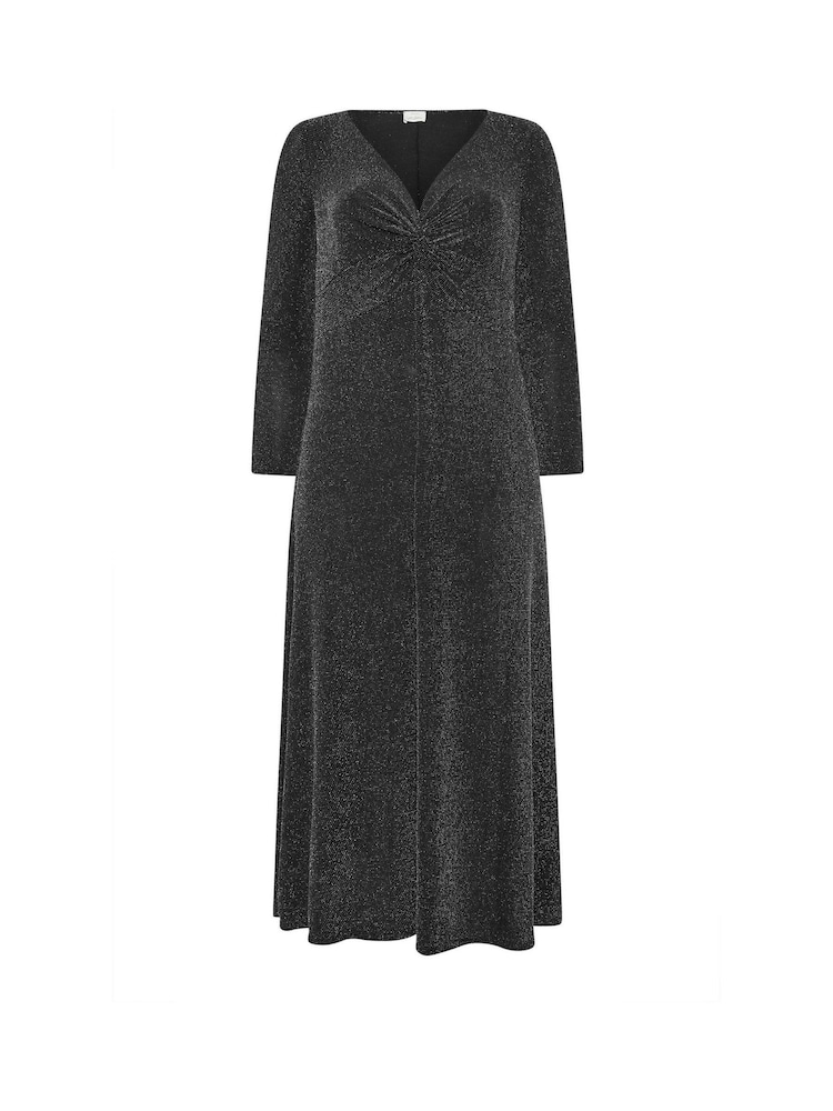 Yours Curve Black London Metallic Knot Dress - Image 5 of 5 Yours Curve Black London Metallic Knot Dress - Image 5 of 5