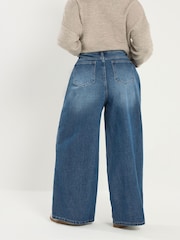 Yours Curve Blue Rigid Plazzo Front Seam Jeans - Image 3 of 5