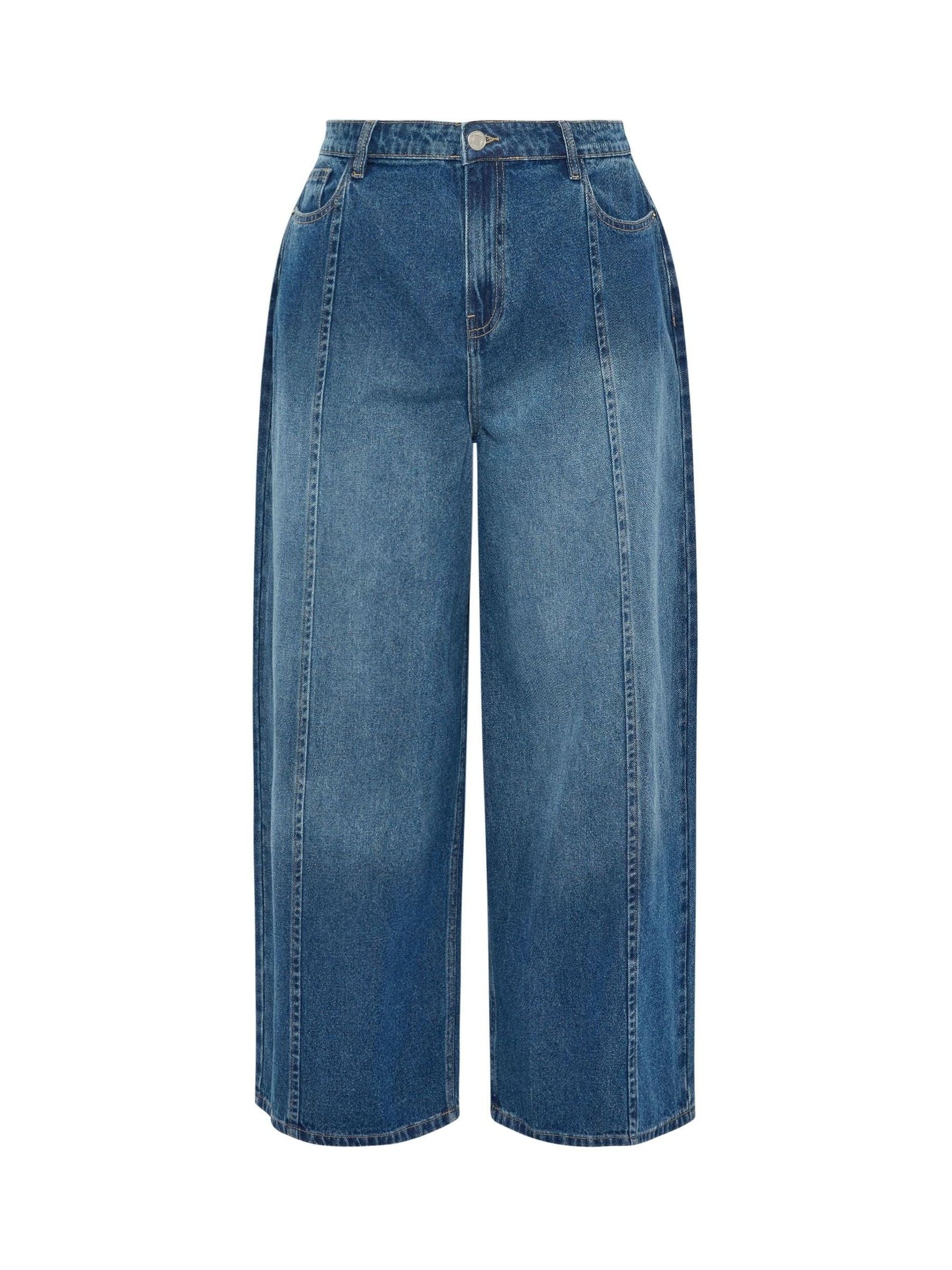 Buy Yours Curve Blue Rigid Plazzo Front Seam Jeans from Next Saudi
