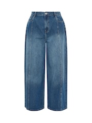Yours Curve Blue Rigid Plazzo Front Seam Jeans - Image 5 of 5