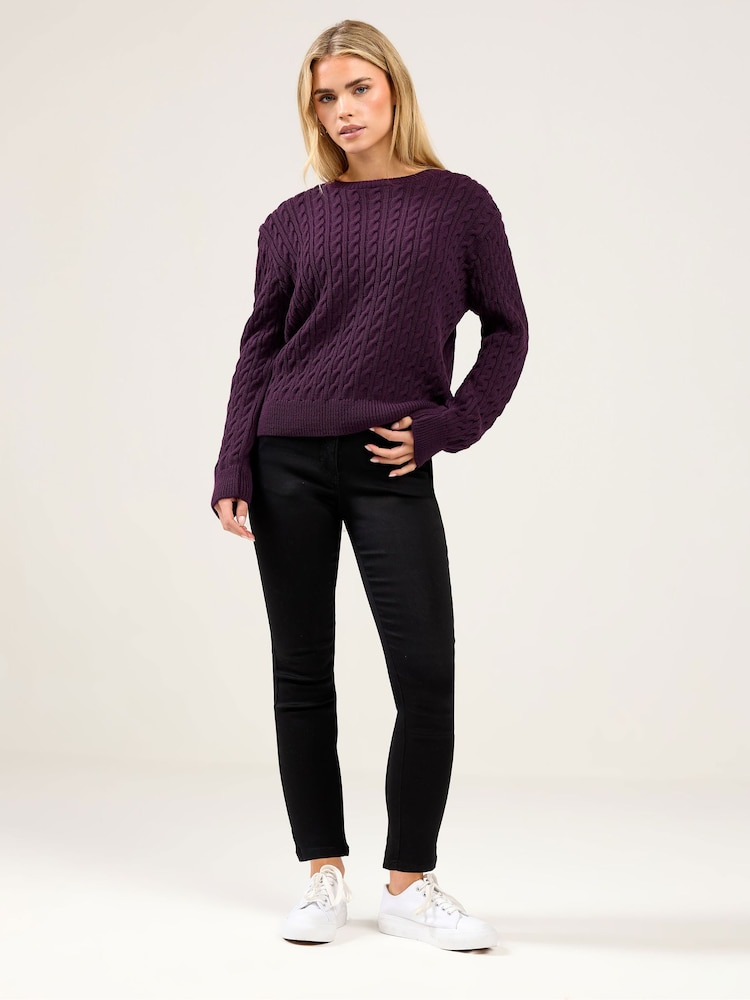 M&Co Purple Petite Mini Cable Jumper - Image 5 of 5 M&Co Purple Petite Mini Cable Jumper - Image 5 of 5