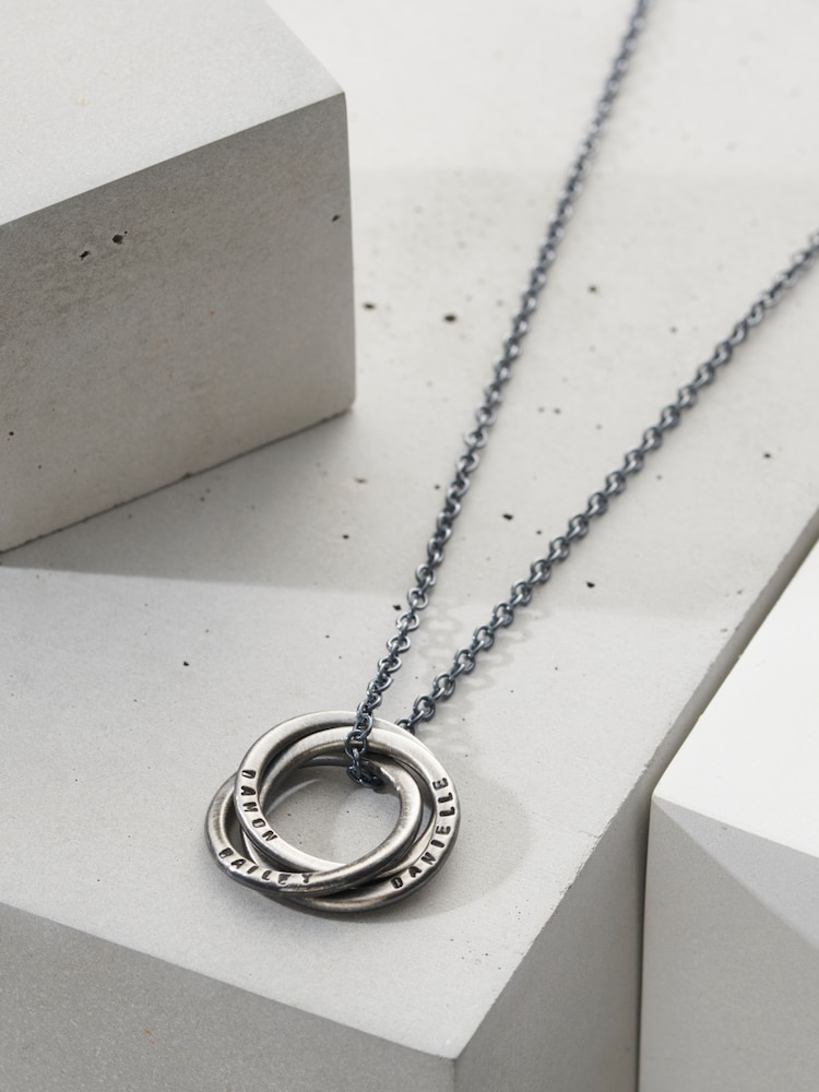 Posh Totty Designs Personalised Men's Oxidised Russian Ring Necklace - Image 1 of 3 Posh Totty Designs Personalised Men's Oxidised Russian Ring Necklace - Image 1 of 3