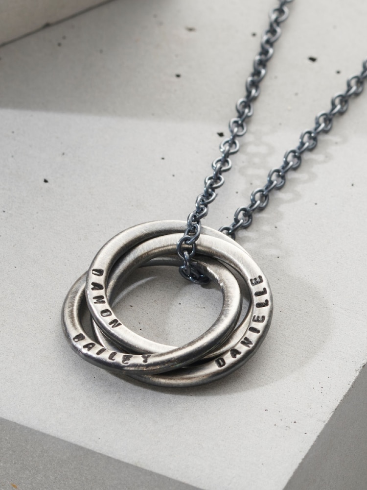 Posh Totty Designs Personalised Men's Oxidised Russian Ring Necklace - Image 2 of 3 Posh Totty Designs Personalised Men's Oxidised Russian Ring Necklace - Image 2 of 3