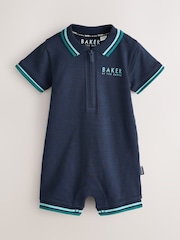 Baker by Ted Baker Blue Polo Rompersuits 2 Pack - Image 2 of 7