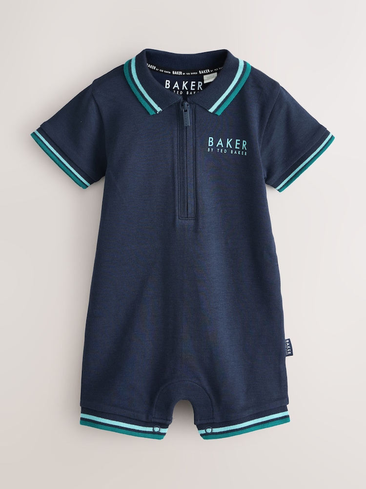Baker by Ted Baker Blue Polo Rompersuits 2 Pack - Image 2 of 7