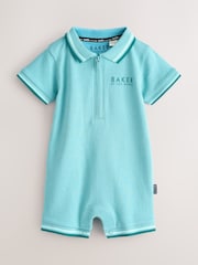 Baker by Ted Baker Blue Polo Rompersuits 2 Pack - Image 4 of 7