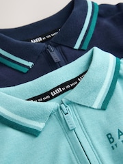 Baker by Ted Baker Blue Polo Rompersuits 2 Pack - Image 5 of 7