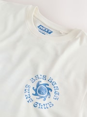 White Blue Surf Regular Fit Graphic Print Slub T-Shirt - Image 10 of 11