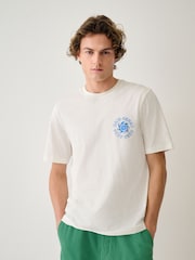 White Blue Surf Regular Fit Graphic Print Slub T-Shirt - Image 2 of 11