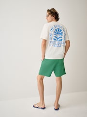 White Blue Surf Regular Fit Graphic Print Slub T-Shirt - Image 3 of 11