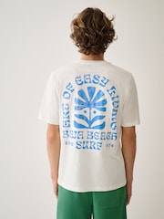White Blue Surf Regular Fit Graphic Print Slub T-Shirt - Image 4 of 11