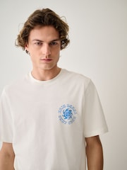 White Blue Surf Regular Fit Graphic Print Slub T-Shirt - Image 5 of 11