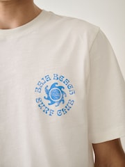 White Blue Surf Regular Fit Graphic Print Slub T-Shirt - Image 6 of 11